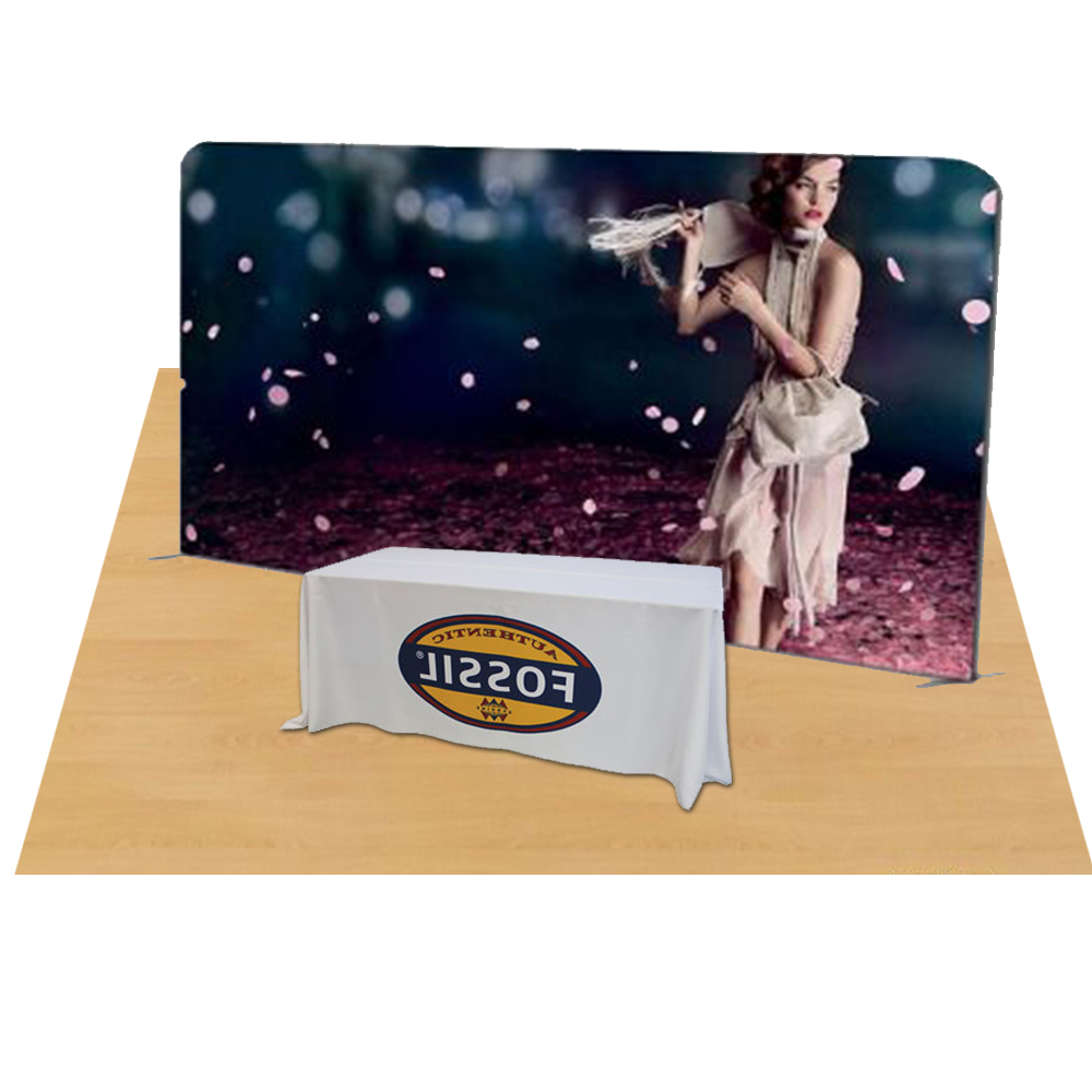 20ft Straight Portable Fabric Tension Exhibition Display with Custom Graphic 