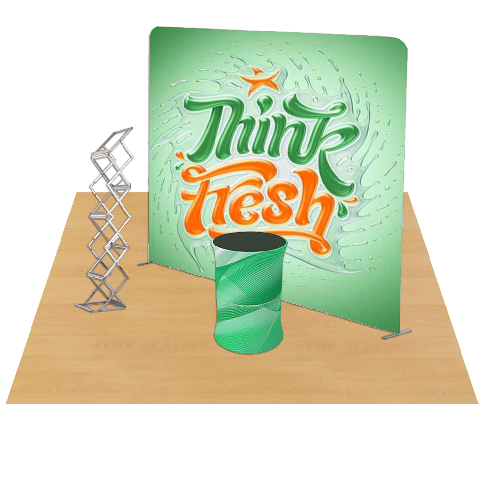 8ft Straight Portable Fabric Tension Exhibition Display with Custom Graphic 