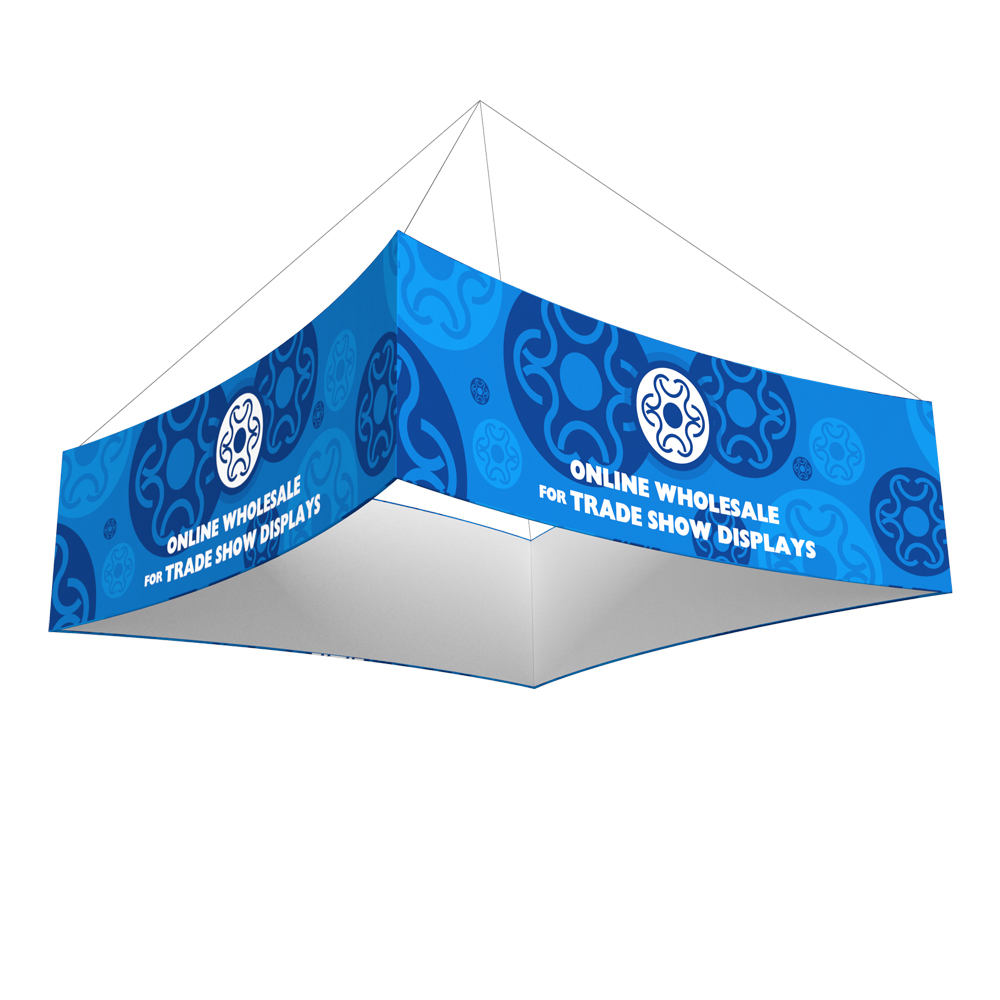 Curved Square Tension Fabric Hanging Sign Tradeshow Display with Graphic