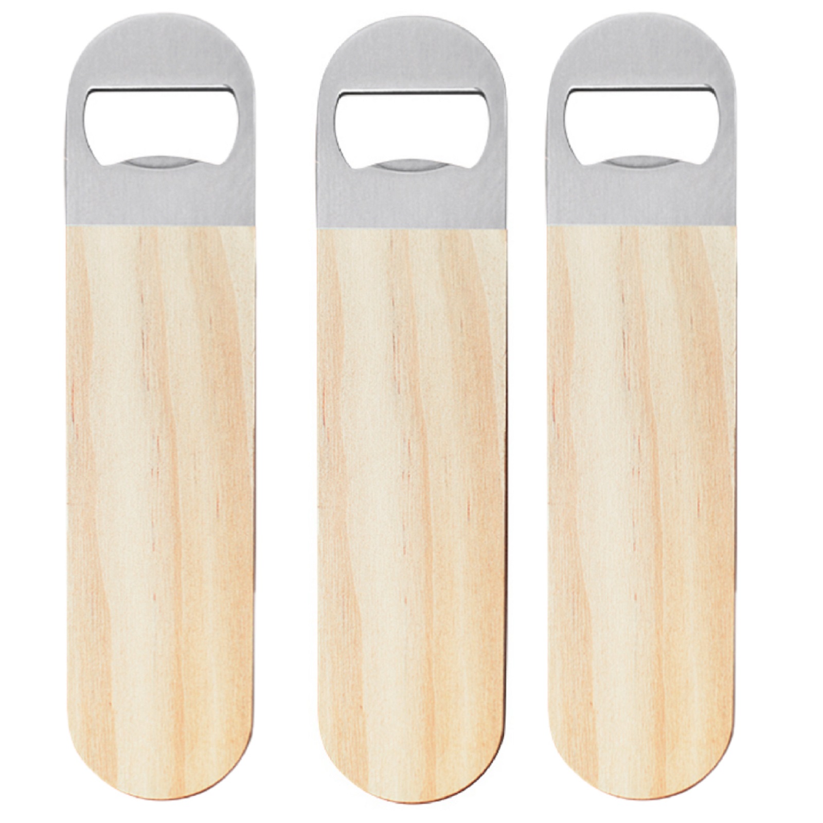 25PCS Sublimation 7"x 1.6" Wooden Handle Stainless Steel Opener