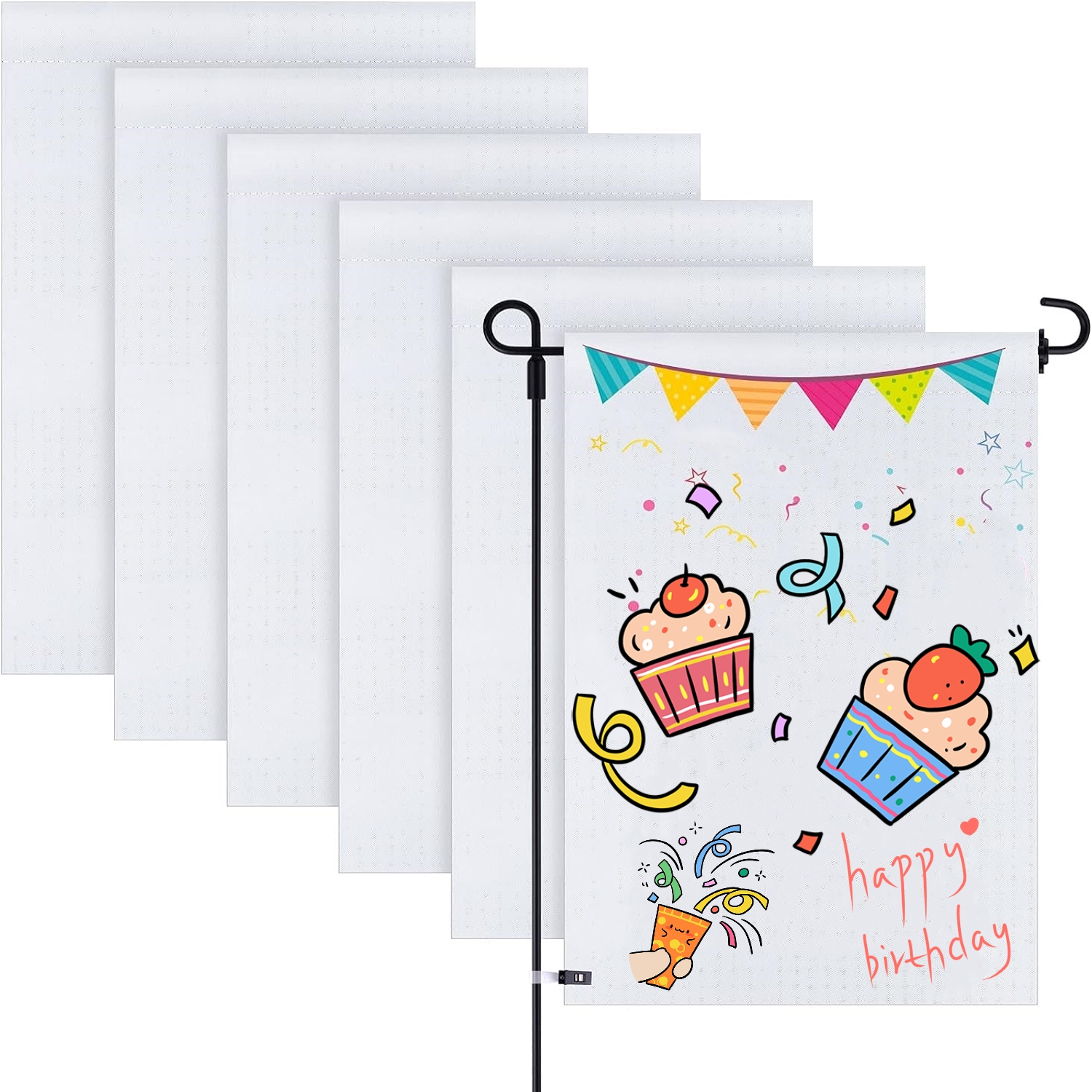 CALCA 10PCS 12x18Inch Sublimation Blanks Garden Flags Double-Sided Solid Yard Garden Polyester Flag Banners Blank for Heat Press for Indoor Outdoor Garden Decoration (Flag Only) 