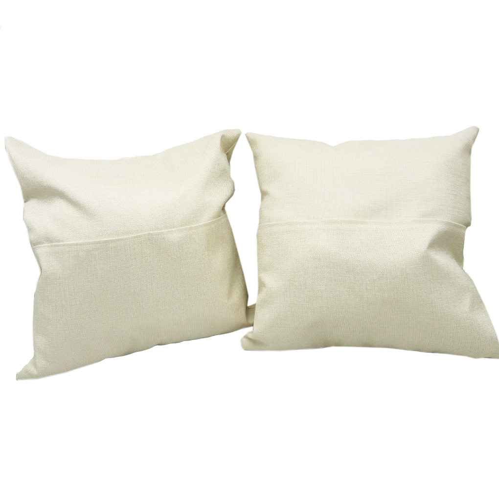 10 Pack 17.7in x 17.7in New Sublimation Linen Fabric with Pockets 3D Sublimation Pillow Case Blanks Fashional Cushion Cover Throw Pillow Covers with Invisible Zippers for DTF/HTV Printing (2 