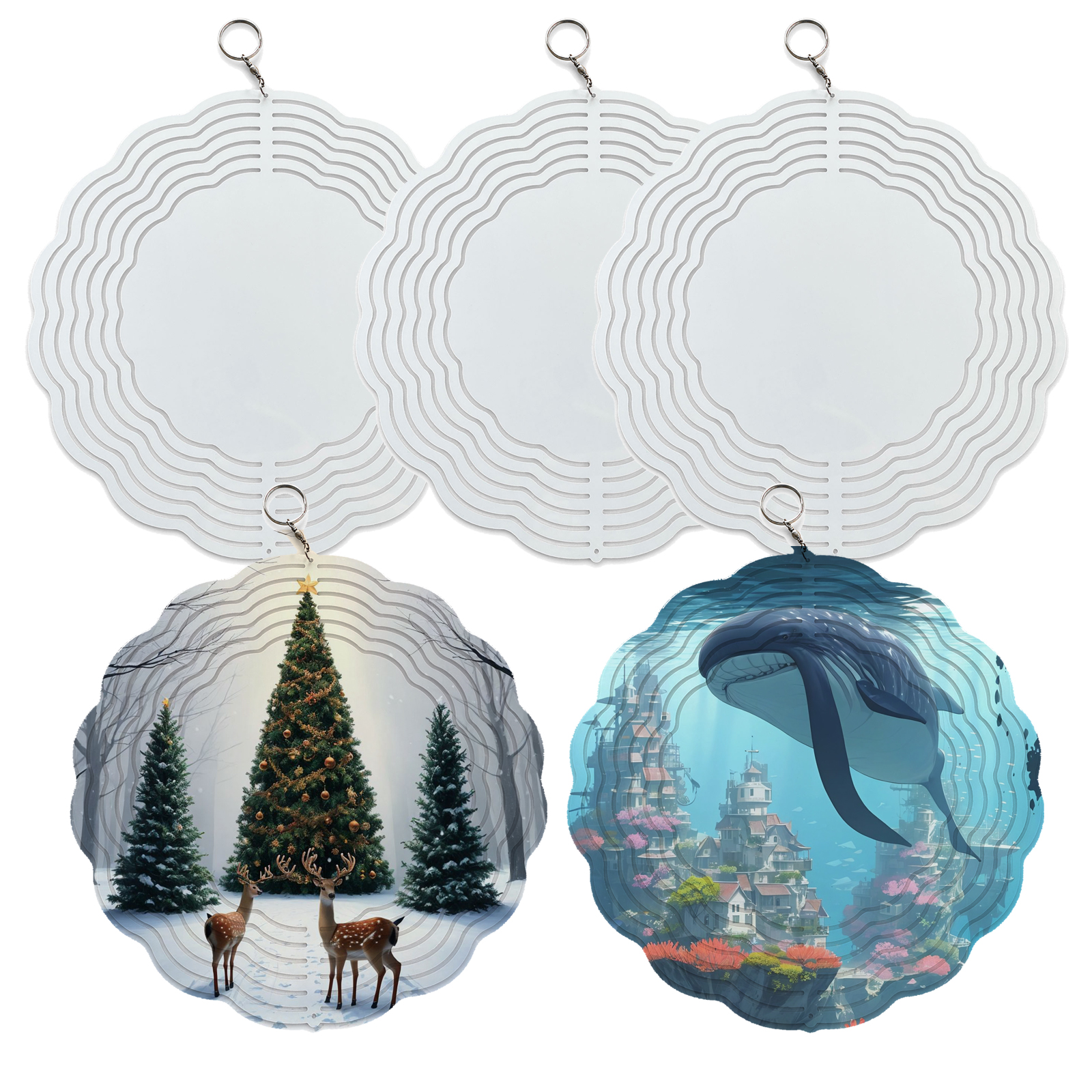 CALCA 24 Pack Aluminium Sublimation Printable Wind Spinners Blanks Double Side Gloss White 10" Round Circle