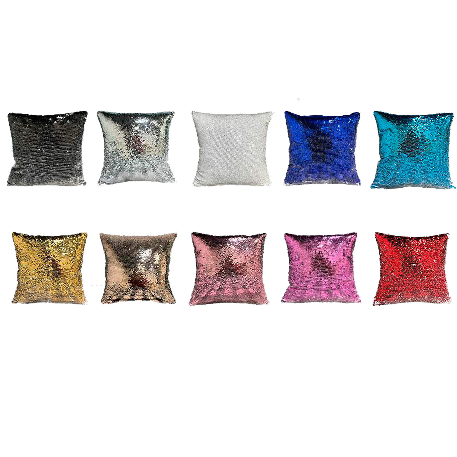 CALCA 10PCS Mixed color Square Blank Reversible Sequin Magic Swipe Pillow Cover Cushion Case for Sublimation