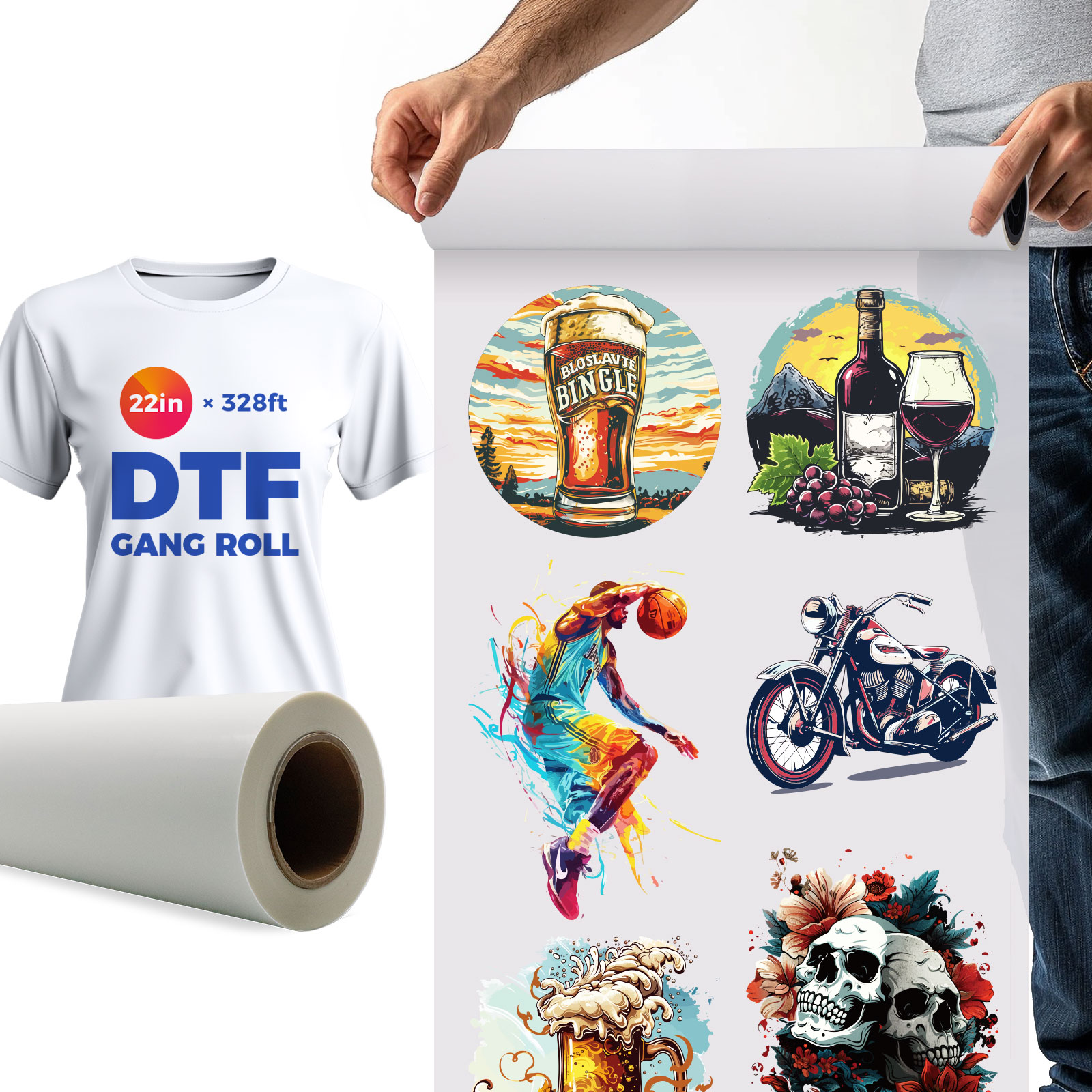 DTF Gang Sheets / Rolls Custom DTF Transfer Printing Images / Text for Heat Press Transfer Iron on Customize Image Text Print for T-Shirt / Hat / Bag